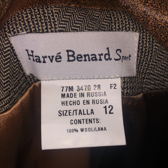 NWT Harvé Bernard Sport Tweed Blazer Leather Trim - Picture 8 of 10